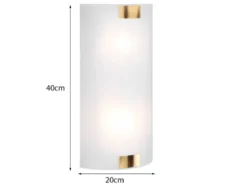 Flache Wandleuchte PURA Glaslampenschirm Gold, Höhe 40cm