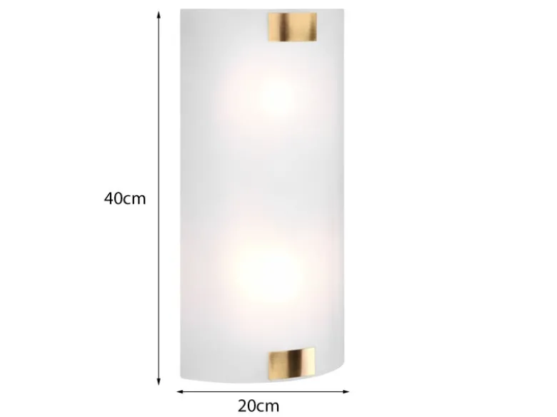 Flache Wandleuchte PURA Glaslampenschirm Gold, Höhe 40cm
