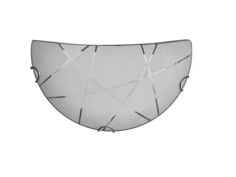 Flache Wandleuchte SANDRINA Glasschirm mit Streifendekor, Breite 30cm