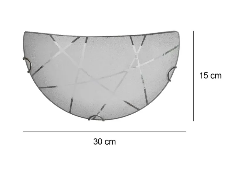 Flache Wandleuchte SANDRINA Glasschirm mit Streifendekor, Breite 30cm