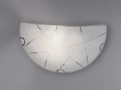 Flache Wandleuchte SANDRINA Glasschirm mit Streifendekor, Breite 30cm