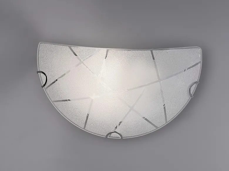Flache Wandleuchte SANDRINA Glasschirm mit Streifendekor, Breite 30cm