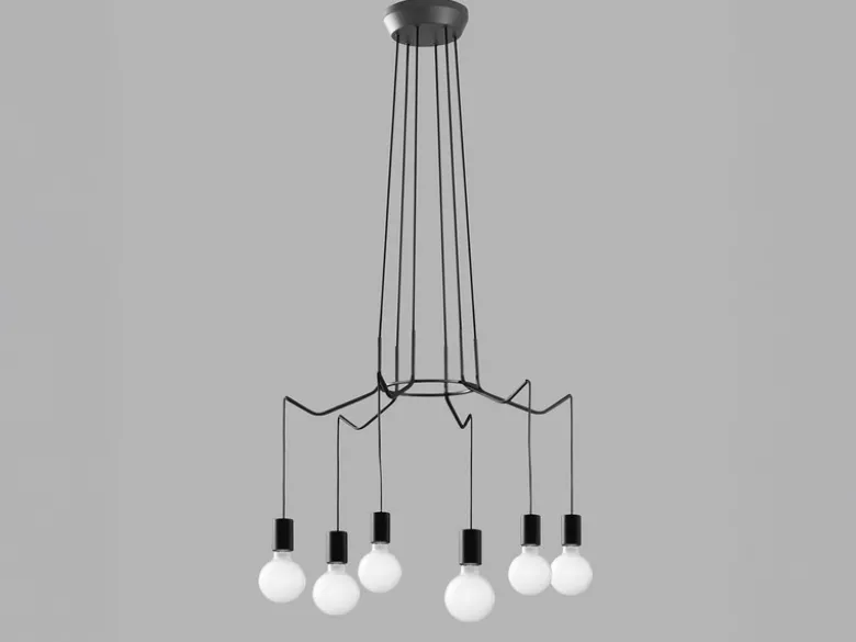 6 flammiger Kronleuchter HABITAT schwarz - moderne Spinnenleuchte, Ø 66cm