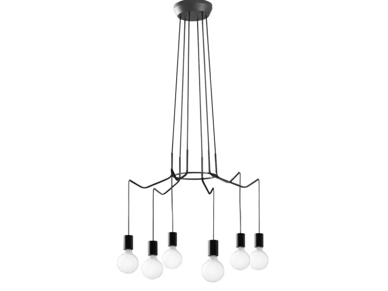 6 flammiger Kronleuchter HABITAT schwarz - moderne Spinnenleuchte, Ø 66cm