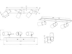 3-flammiger LED Deckenstrahler CLAPTON mit Glasschirmen, Breite 50cm