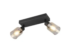 2-flammiger LED Deckenstrahler mit Glasschirmen Amberfarbig, Breite 27cm