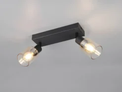 2-flammiger LED Deckenstrahler mit Glasschirmen Amberfarbig, Breite 27cm