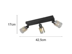 3-flammiger LED Deckenstrahler mit Glasschirmen Amberfarbig, Breite 42cm