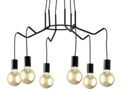 6 flammiger LED Kronleuchter Ø66cm Schwarz - minimalistisch moderne Spinnenlampe