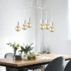 6 flammiger LED Kronleuchter Ø 66cm Weiß - minimalistisch moderne Spinnenleuchte