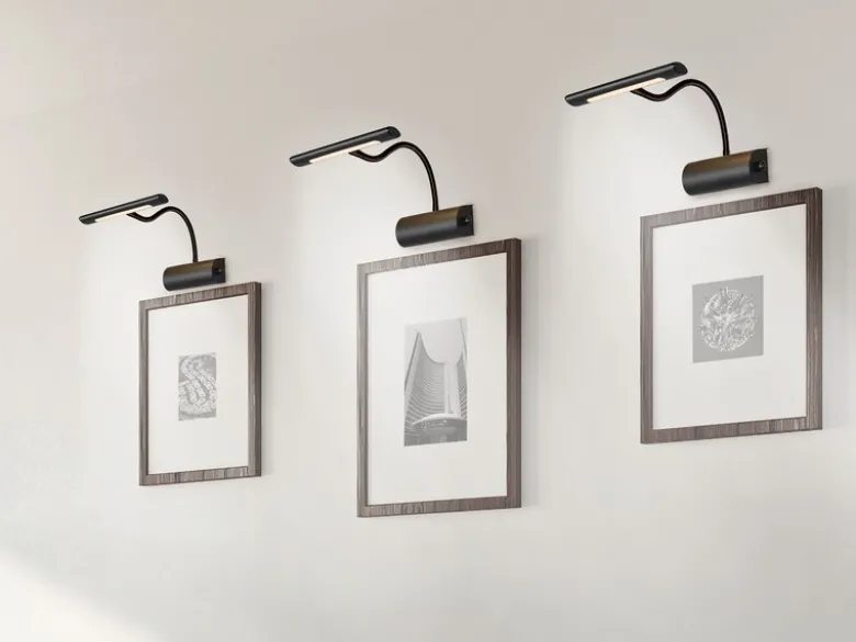 Flexible LED Bilderleuchte CURTIS, Wandleuchte mit Drehdimmer, Schwarz