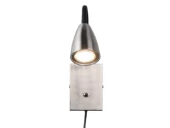 Flexible LED Leselampe, Wandleuchte mit Schalter & Stecker, Silber Höhe 23,5cm