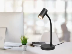 Flexible LED Schreibtischlampe Schwarz, Höhe 28cm