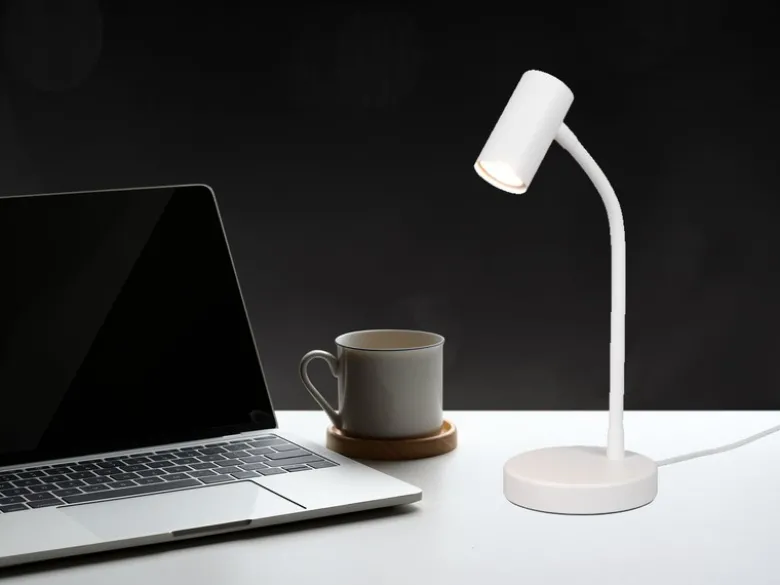 Flexible LED Schreibtischlampe Weiß, Höhe 28cm