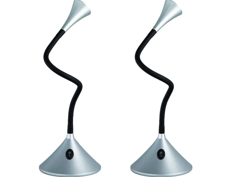 Flexible LED Schreibtischleuchten 2er SET in Silber auch Wandmontage möglich