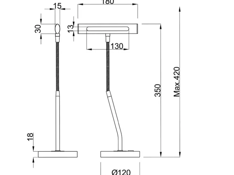 Flexible LED Schreibtischleuchte CURTIS Messing matt, 4-Stufen Dimmer