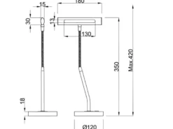 Flexible LED Schreibtischleuchte CURTIS Altmessing, 4-Stufen Dimmer