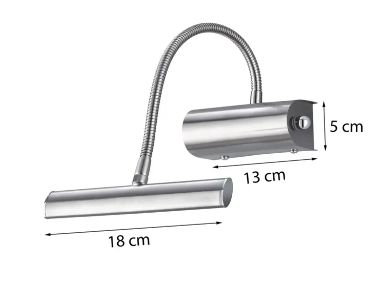 Flexible LED Wandleuchte / Bilderleuchte CURTIS Silber matt, Drehdimmer