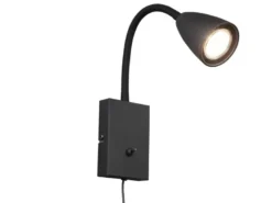 Flexible Leselampe WANDA, Wandleuchte mit & ohne Stecker, Schwarz matt