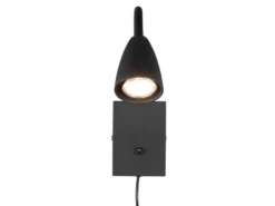 Flexible Leselampe WANDA, Wandleuchte mit & ohne Stecker, Schwarz matt