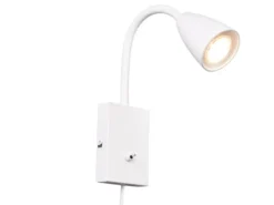 Flexible Leselampe WANDA, Wandleuchte mit & ohne Stecker, Weiß matt