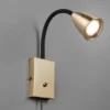 Flexible Leselampe WANDA, Wandleuchte mit & ohne Stecker, Messing matt
