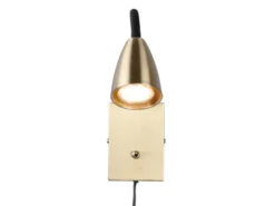 Flexible Leselampe WANDA, Wandleuchte mit & ohne Stecker, Messing matt