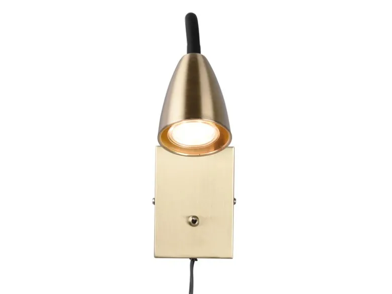Flexible Leselampe WANDA, Wandleuchte mit & ohne Stecker, Messing matt
