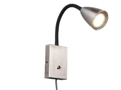 Flexible Leselampe WANDA, Wandleuchte mit & ohne Stecker, Silber matt