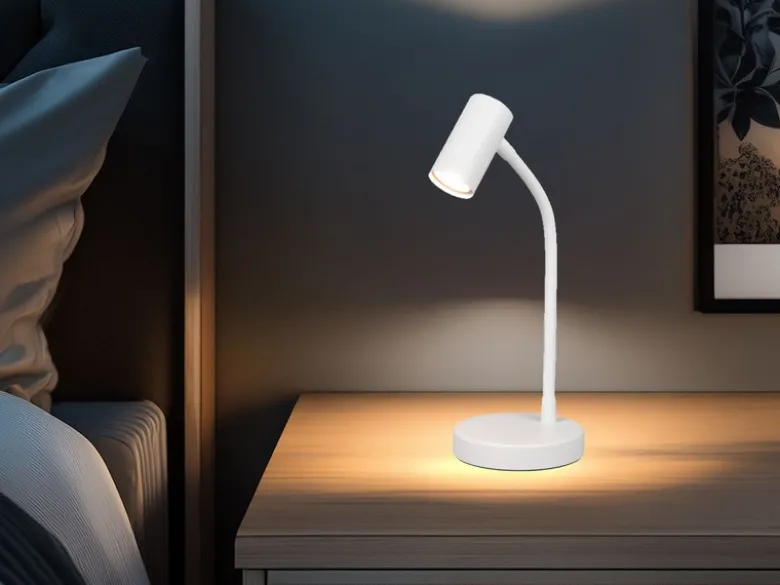 Flexible Schreibtischlampe TARYN Weiß, Höhe 28cm
