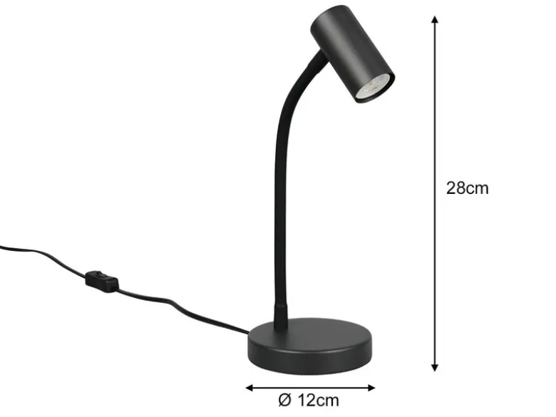 Flexible Schreibtischlampe TARYN Schwarz, Höhe 28cm