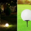 Garten Kugelleuchte aus Kunststoff Weiß mit Erdspieß & 3m Kabel, IP65 - Ø38cm