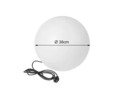 Garten Kugelleuchte aus Kunststoff Weiß mit Erdspieß & 3m Kabel, IP65 - Ø38cm