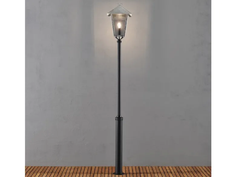 Gartenlaterne / Standleuchte BENU, E27, galvanisierter Stahl, Höhe 254 cm