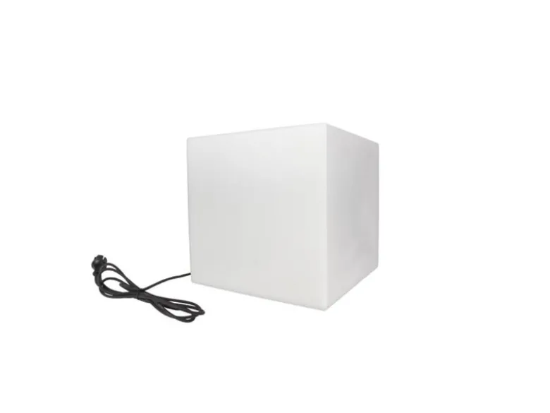 Gartenleuchte Würfel mit Erdspieß & 3m Kabel, IP65 - 30x30cm