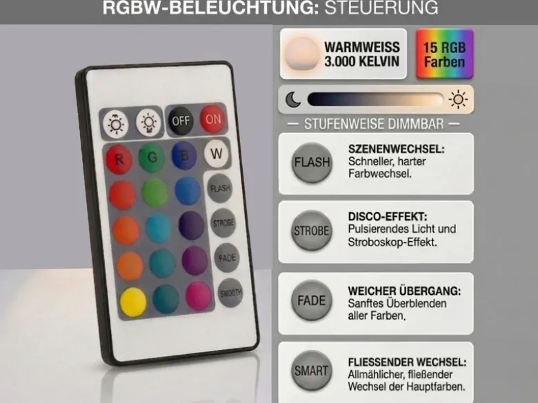Garten Solarkugel MELO mit Fernbedienung dimmbar & Farbwechsel Ø 20cm