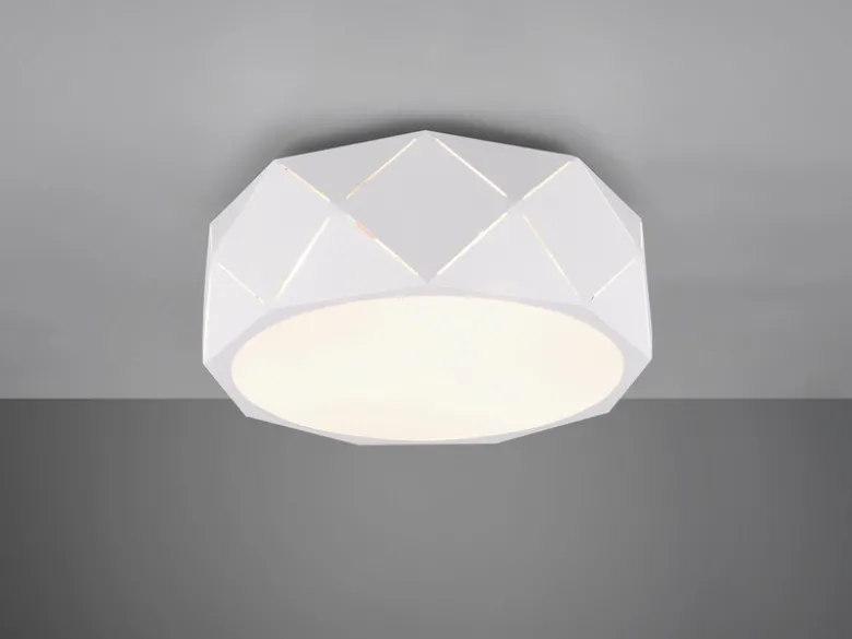 Geometrische LED Deckenleuchte mit Lasercut Muster Weiß, Ø 40cm
