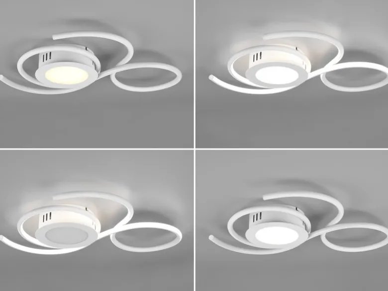 Geschwungene LED Deckenleuchte JIVE mit Fernbedienung Weiß, Breite 50cm