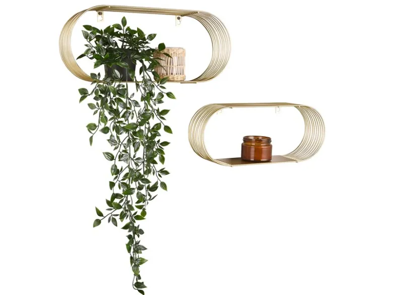 Gitter Wandregal 2er Set JOYCE aus Metall in Gold