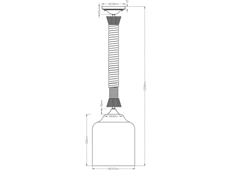 Glasschirm Pendelleuchte JUDITH mit Seil & verknotetem Lampenkabel Ø 24,5cm