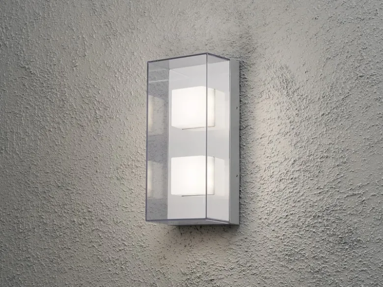 Gradlinige Wandleuchte SANREMO, bruchsicherer Schirm, 8W HP-LED, IP54