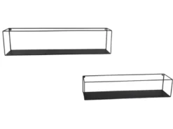Große Wandregale - 2er SET TINKA aus Metall in Schwarz 60cm & 65cm breit