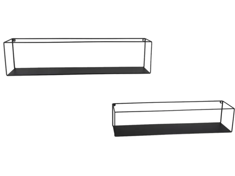 Große Wandregale - 2er SET TINKA aus Metall in Schwarz 60cm & 65cm breit