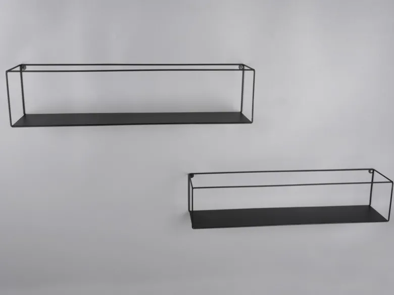 Große Wandregale - 2er SET TINKA aus Metall in Schwarz 60cm & 65cm breit