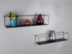 Große Wandregale - 2er SET TINKA aus Metall in Schwarz 60cm & 65cm breit