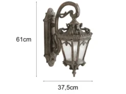 Große antike Außenwandleuchte TOURNAI hängend Bronzefarbig, Höhe 61cm