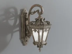 Große antike Außenwandleuchte TOURNAI hängend Bronzefarbig, Höhe 61cm