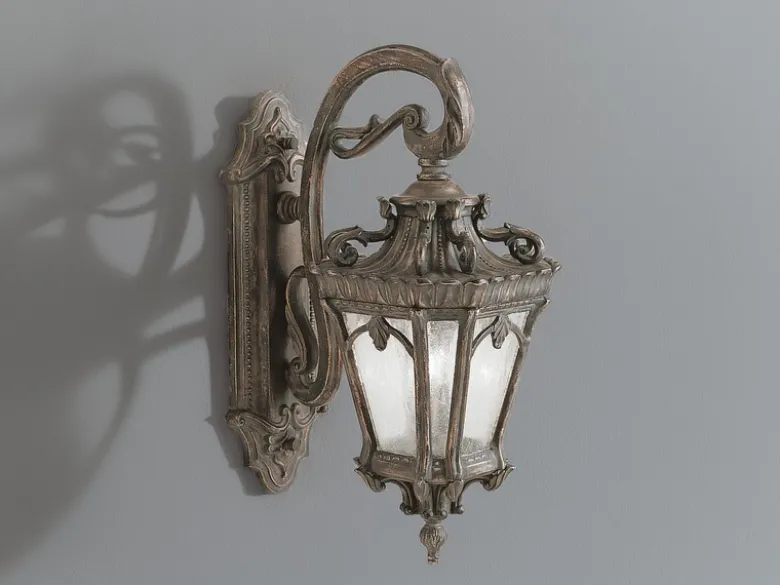 Große antike Außenwandleuchte TOURNAI hängend Bronzefarbig, Höhe 61cm