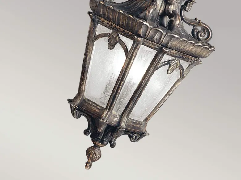 Große antike Hängelaterne TOURNAI Aluminium Bronzefarbig, Ø 30,5cm