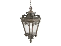 Große antike Hängelaterne TOURNAI Aluminium Bronzefarbig, Ø 30,5cm